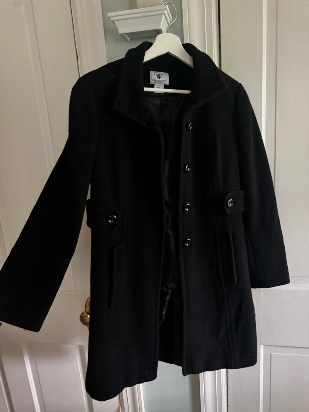 W by Worthington Black Wool Coat